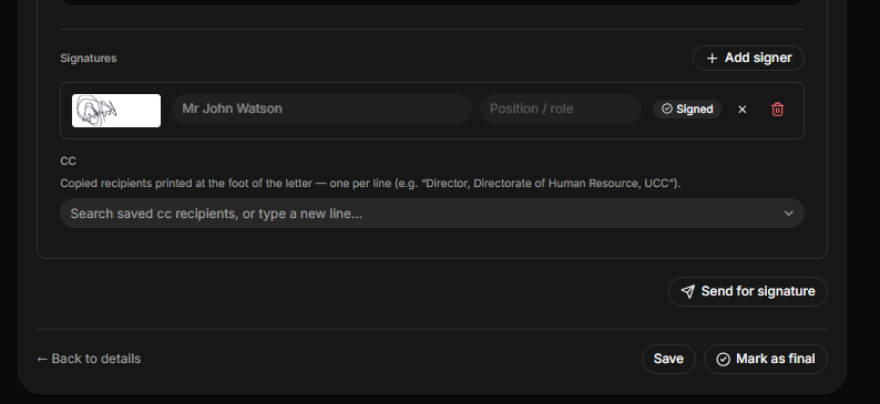 HRDocket's e-signature