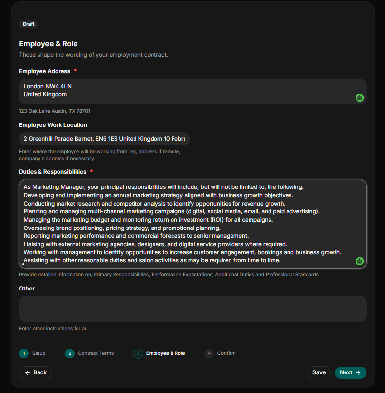 HRDocket contract generation