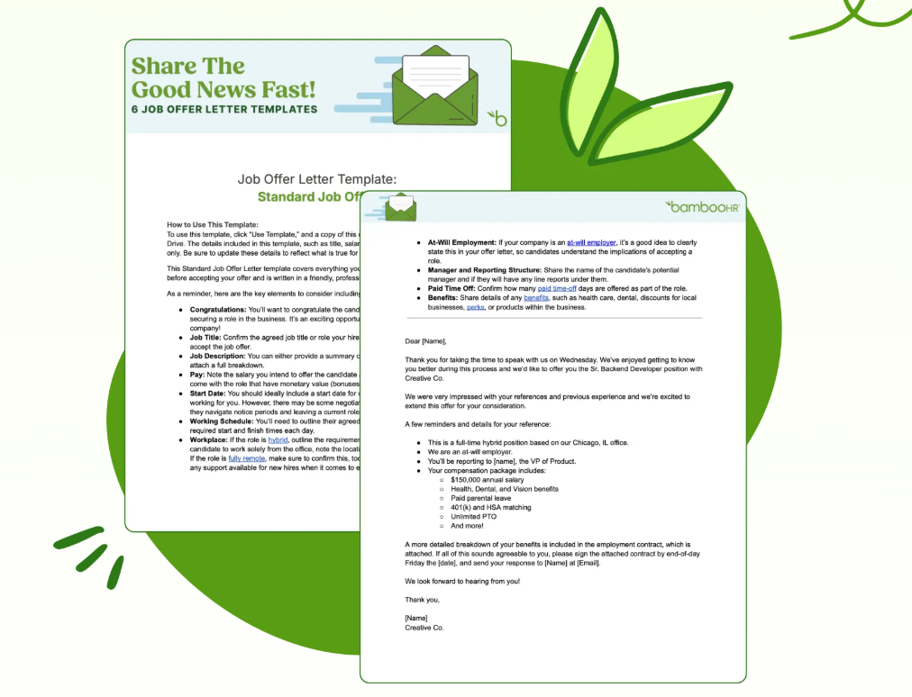BambooHR's offer letter template