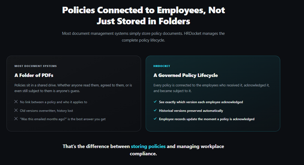 HRDocket policy lifiecycle