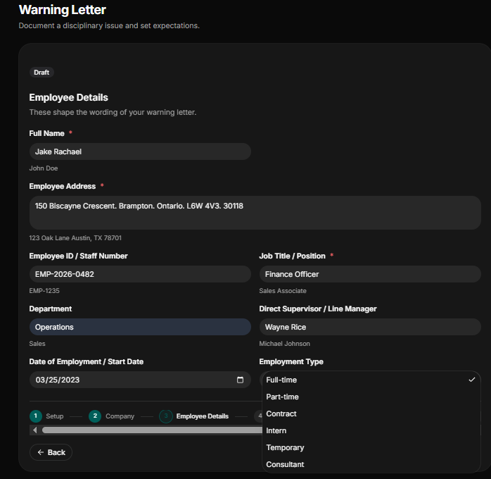  Input Precise Employee Details