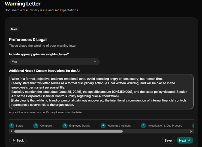 Step 7: Indicate Right to Appeal