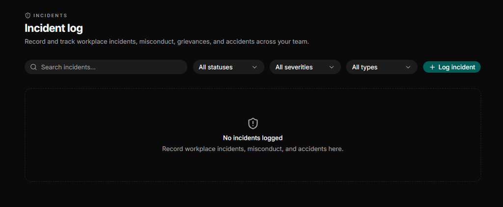 A screenshot of HRDocket incident management window